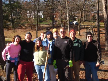volunteers planting trees